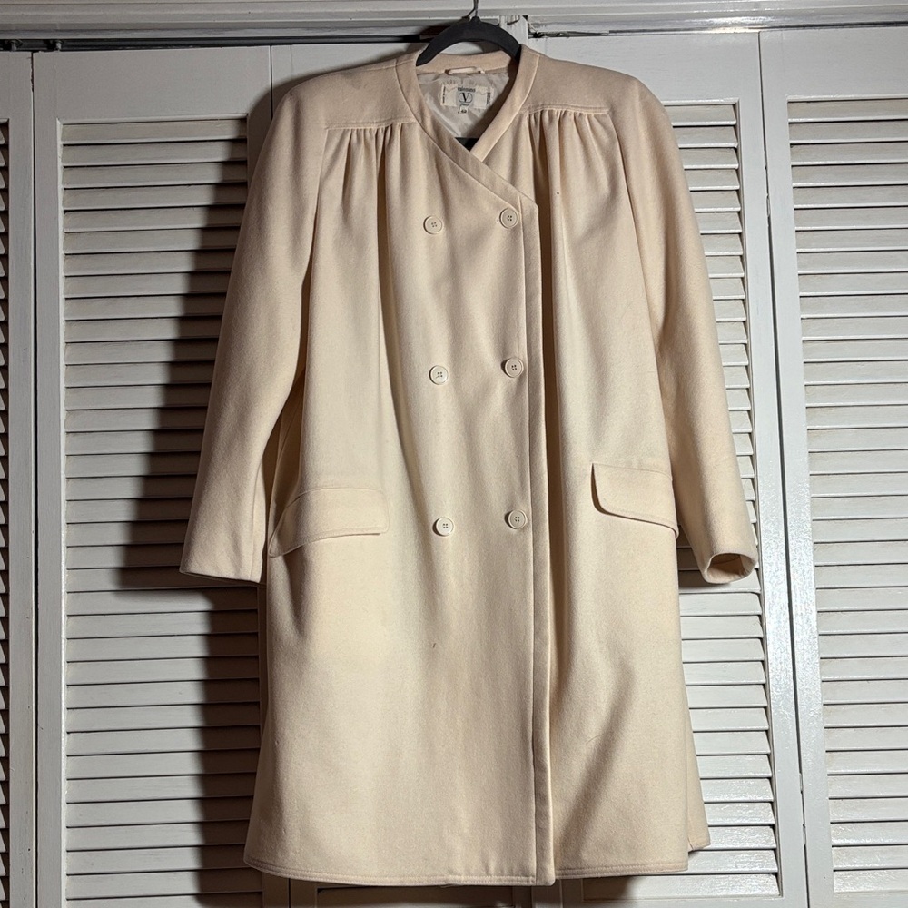 Vintage Valentino Cream Double-Breasted Coat